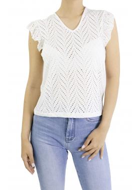 Maglia traforata con scollo a V Only
